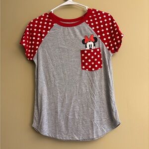 Disney Minnie Mouse Red and Gray Short Sleeve Tee
